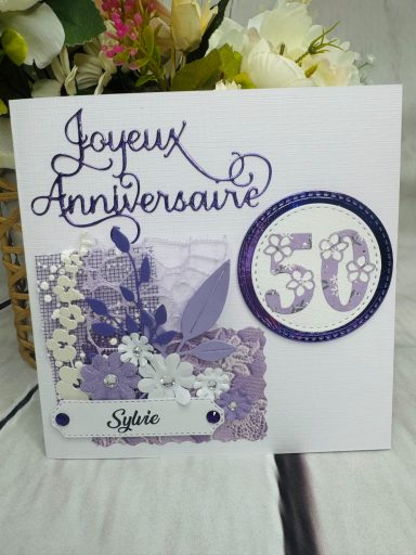 carte anniversaire violet